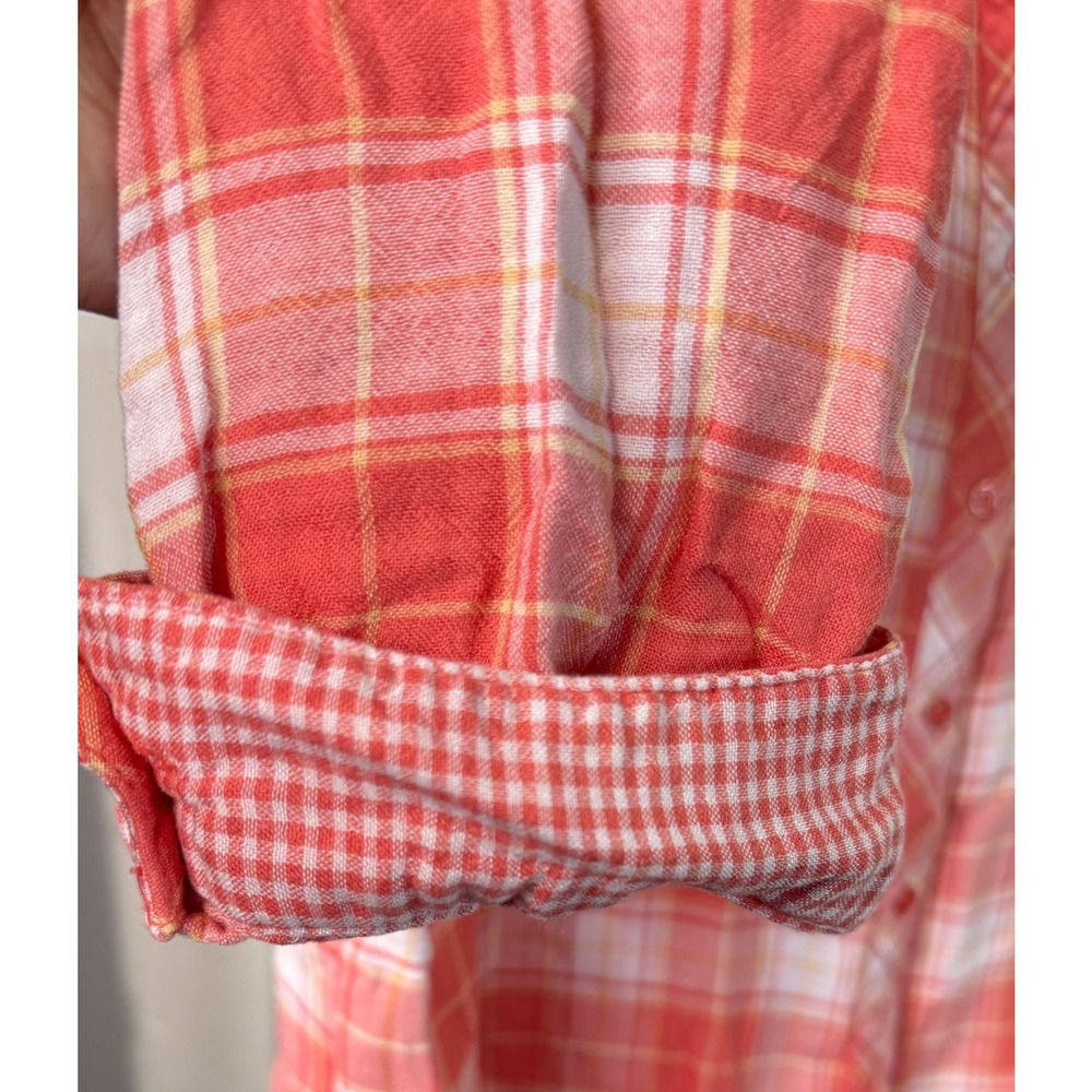 Hester & Orchard Coral Plaid Long Sleeve Shirt, Size XL - Picture 2 of 7